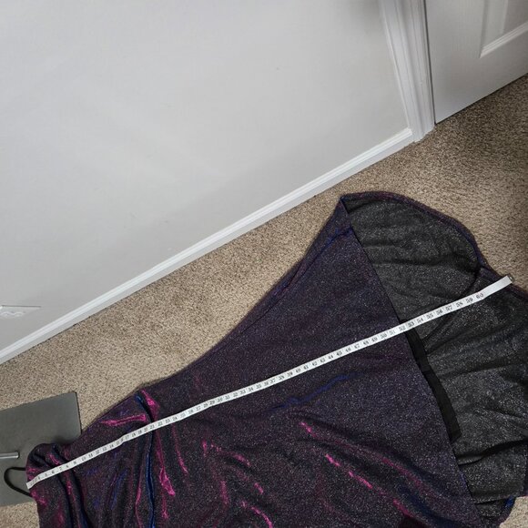 L (~6-10) Shein Belle Purple/Pink Metallic Duochrome Laceup Ruched Mermaid Gown - Picture 10 of 10